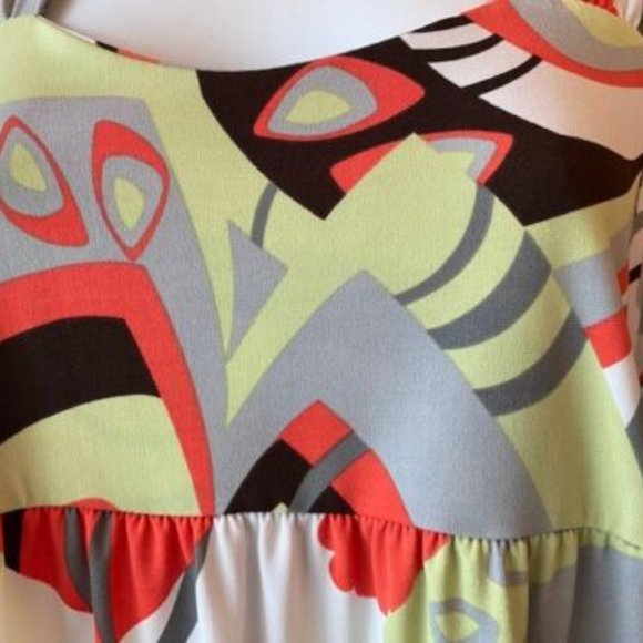 Lot of 3~DRESS BARN Silky s/s TUNIC TOPS~fluttery-BLUES-Retro ORANGE Gray-sz M - Picture 10 of 16